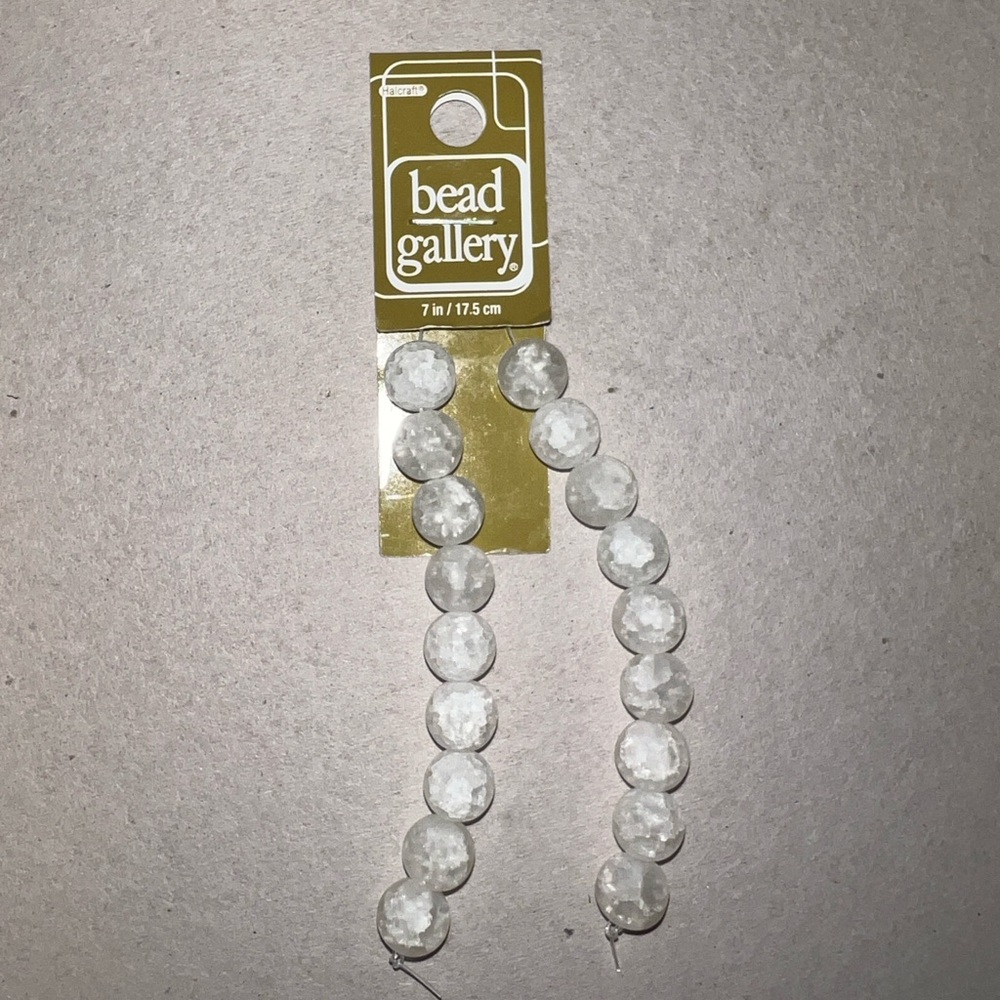 Bead Gallery | Matte Crackle Crystal Quartz Beads | Unisex | 7in Strand | Clear
